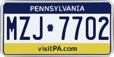PA license plate MZJ7702