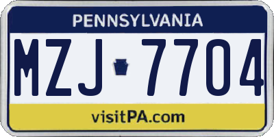 PA license plate MZJ7704