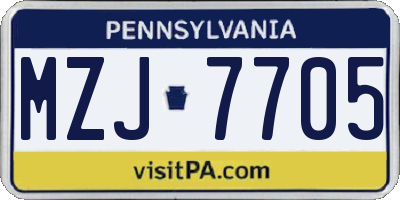 PA license plate MZJ7705