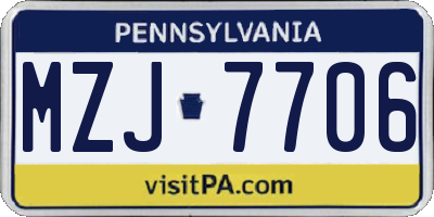 PA license plate MZJ7706