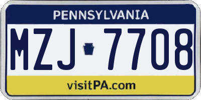PA license plate MZJ7708