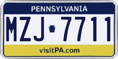 PA license plate MZJ7711