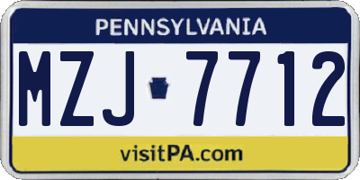 PA license plate MZJ7712
