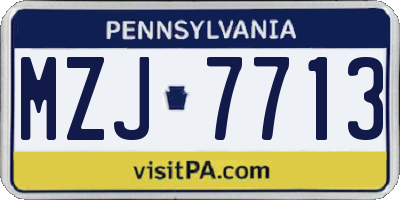 PA license plate MZJ7713