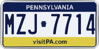 PA license plate MZJ7714