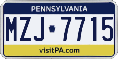 PA license plate MZJ7715