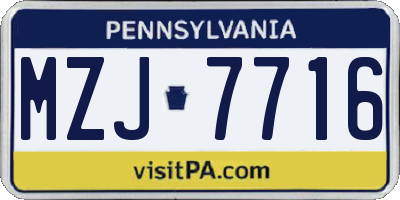 PA license plate MZJ7716