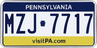 PA license plate MZJ7717