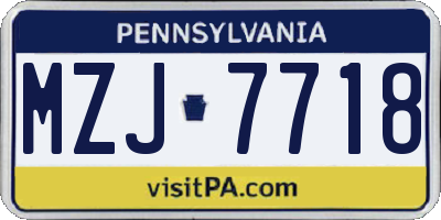 PA license plate MZJ7718