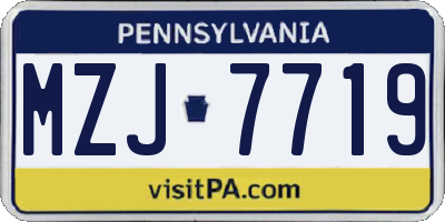 PA license plate MZJ7719