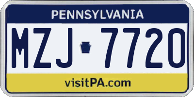 PA license plate MZJ7720