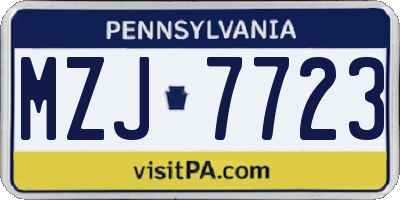 PA license plate MZJ7723