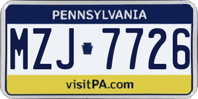 PA license plate MZJ7726