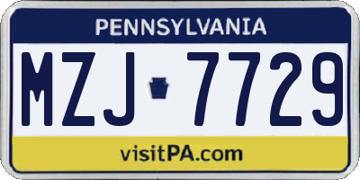 PA license plate MZJ7729