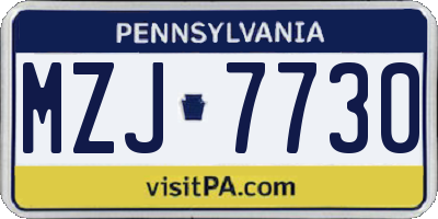 PA license plate MZJ7730