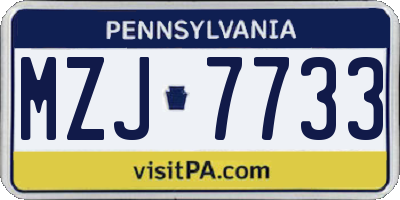 PA license plate MZJ7733