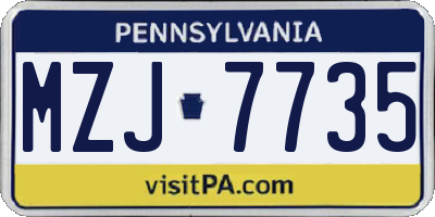 PA license plate MZJ7735