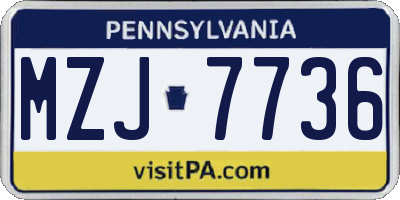 PA license plate MZJ7736