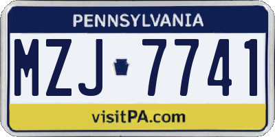 PA license plate MZJ7741
