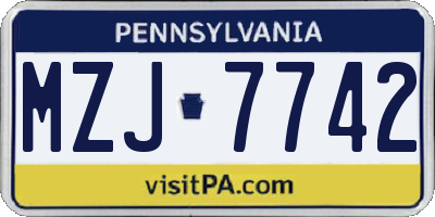 PA license plate MZJ7742