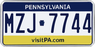 PA license plate MZJ7744