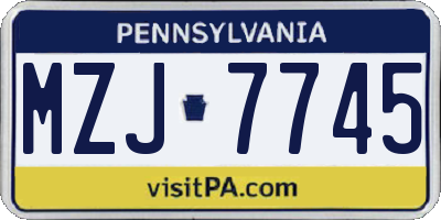 PA license plate MZJ7745