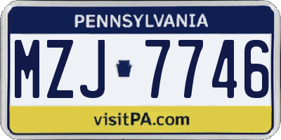 PA license plate MZJ7746