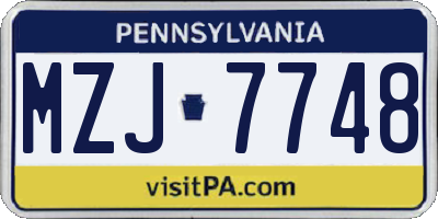 PA license plate MZJ7748