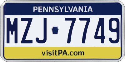 PA license plate MZJ7749