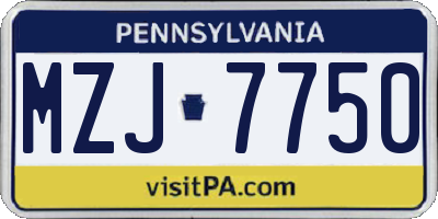 PA license plate MZJ7750