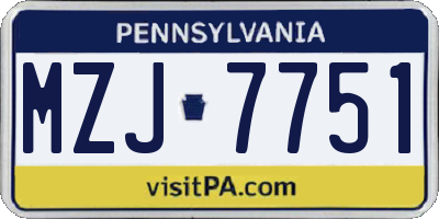 PA license plate MZJ7751