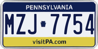 PA license plate MZJ7754