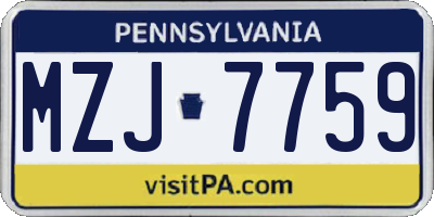 PA license plate MZJ7759