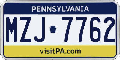 PA license plate MZJ7762