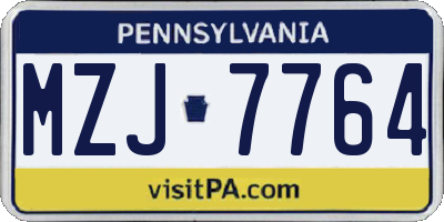 PA license plate MZJ7764