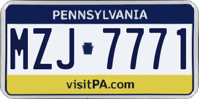 PA license plate MZJ7771