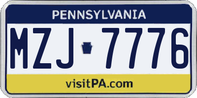 PA license plate MZJ7776