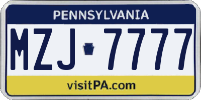 PA license plate MZJ7777