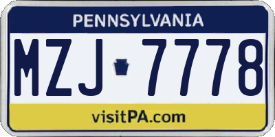 PA license plate MZJ7778