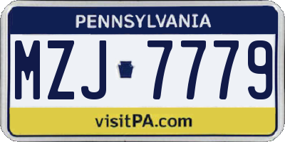 PA license plate MZJ7779