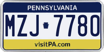 PA license plate MZJ7780