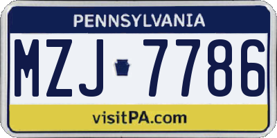 PA license plate MZJ7786