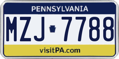 PA license plate MZJ7788