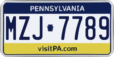 PA license plate MZJ7789