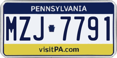PA license plate MZJ7791