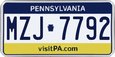 PA license plate MZJ7792