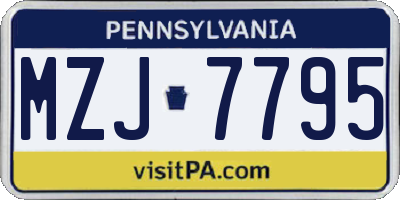 PA license plate MZJ7795