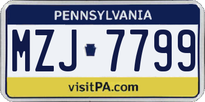 PA license plate MZJ7799