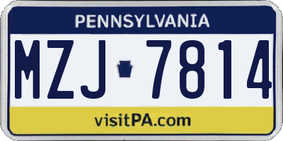 PA license plate MZJ7814