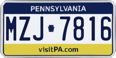 PA license plate MZJ7816